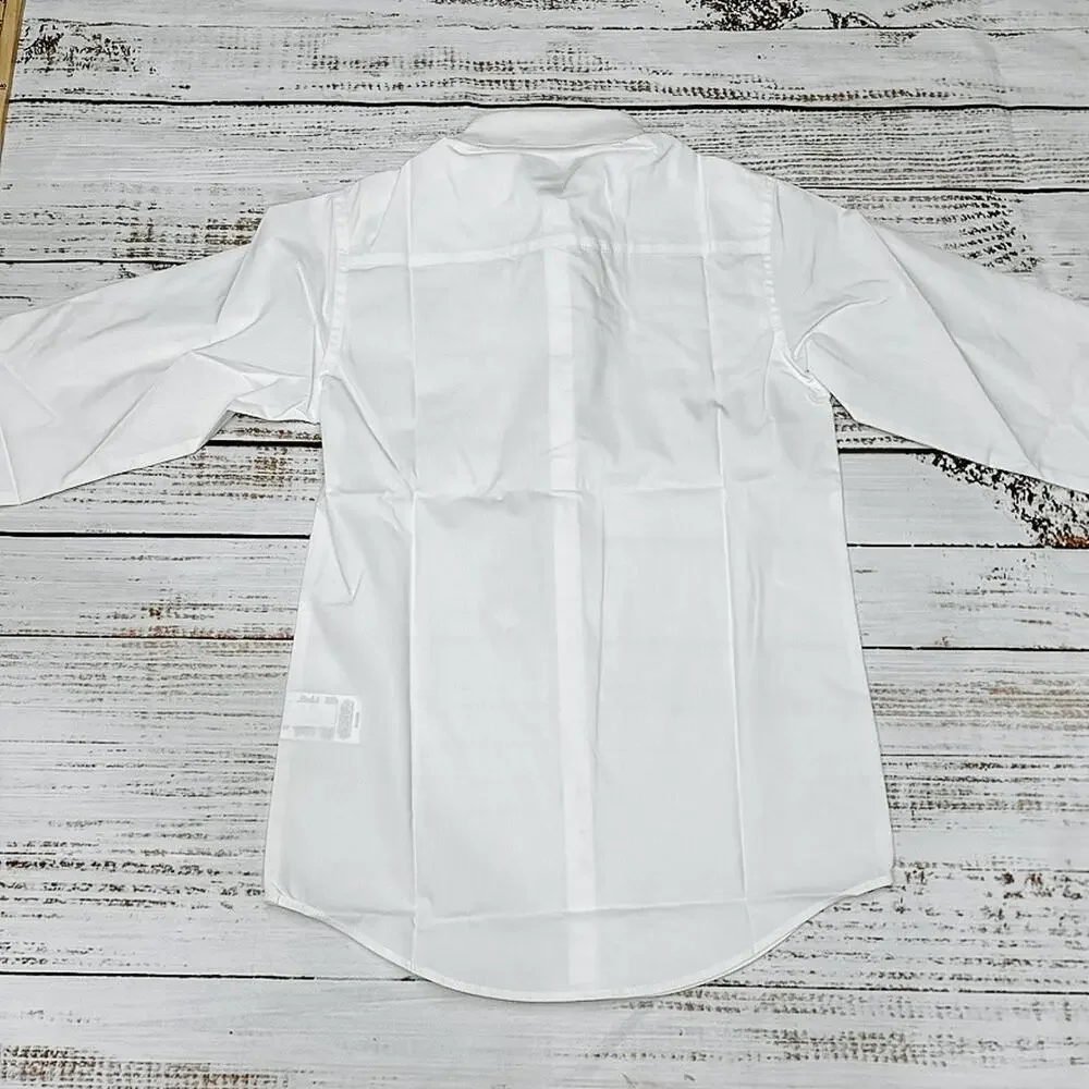 Van Heusen Flex Boys Shirt Snap On Tie M 10/12 White Red NWT $45